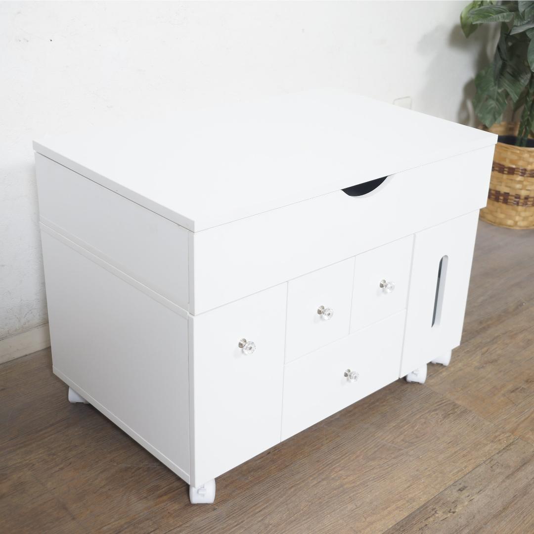 フォロー割【新品】LED 女優ライト付き 伸縮式コスメワゴン 角度調整式ミラー