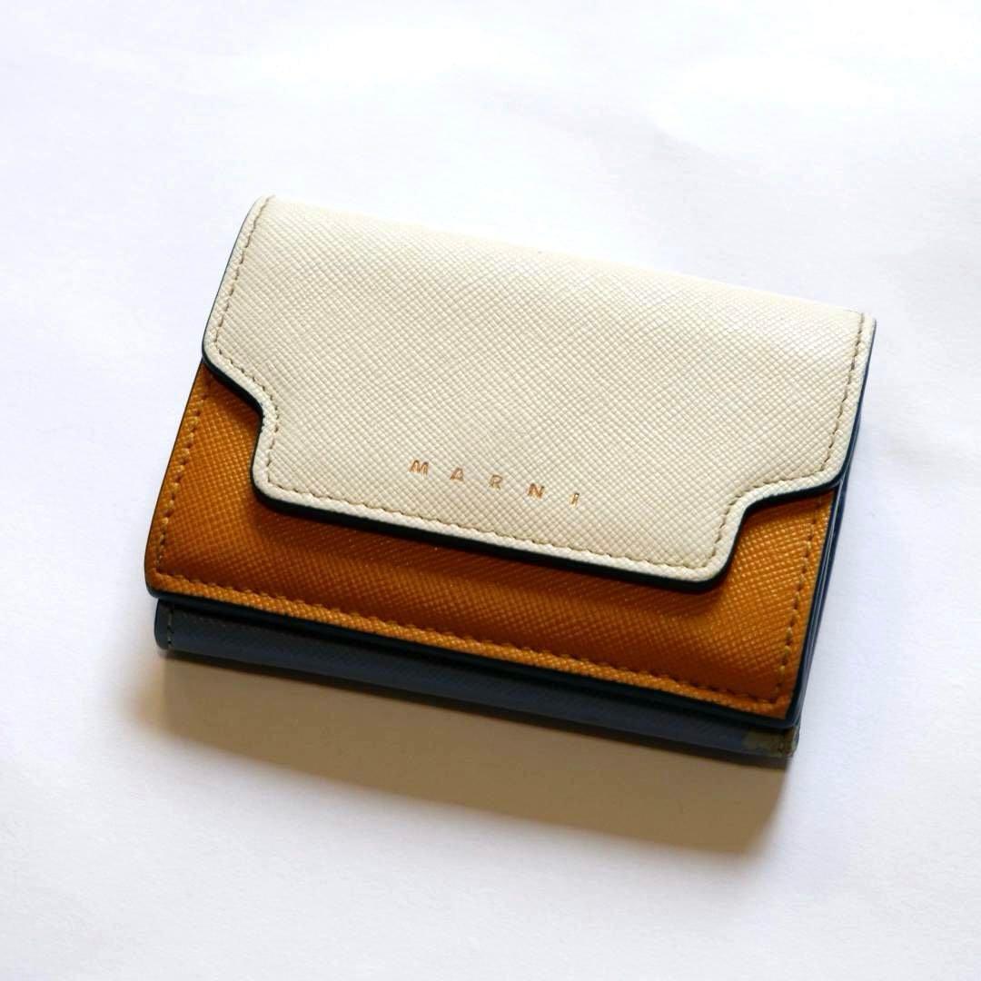 MARNI サフィアーノレザー 三つ折り財布 ベージュ イエロー
