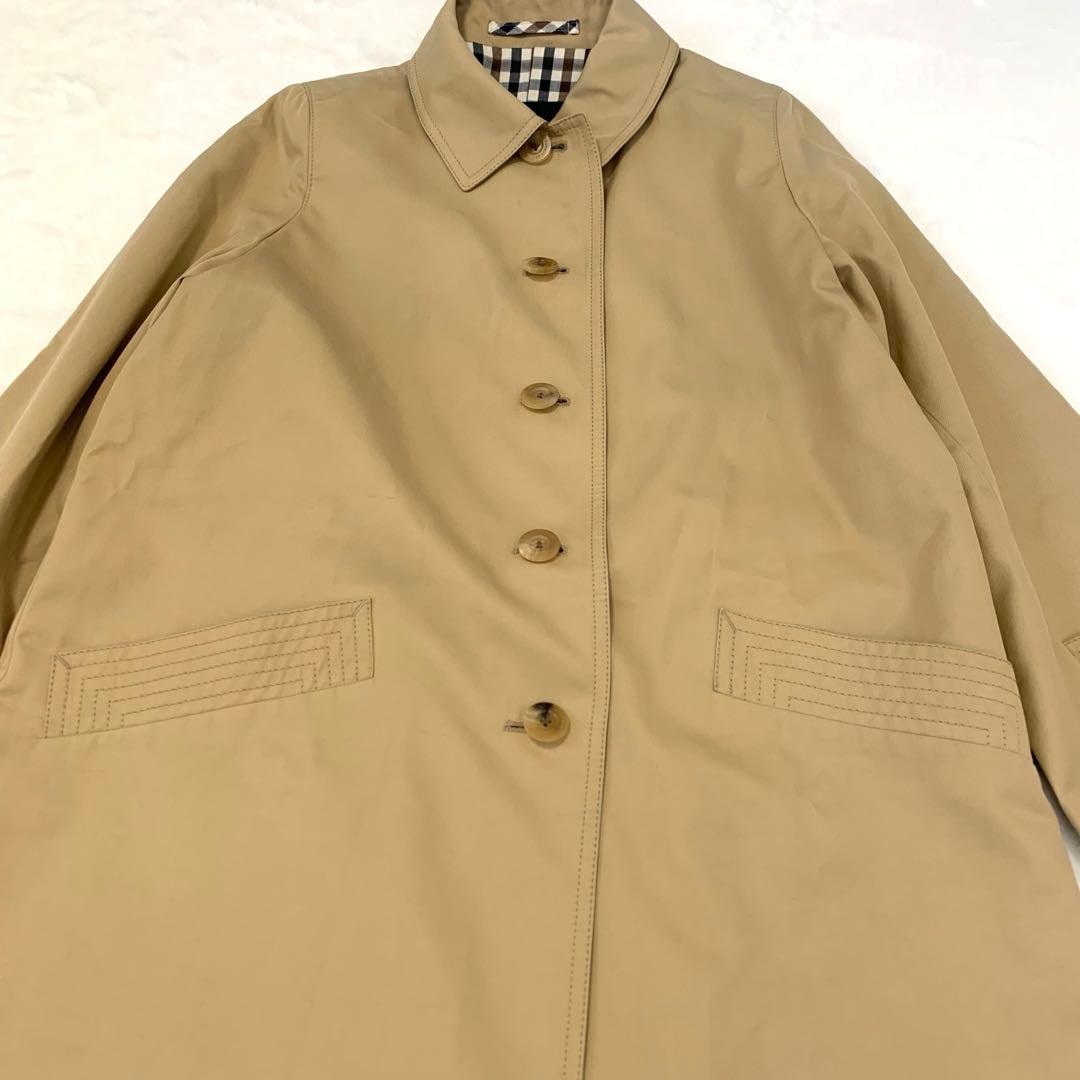 むう様 Aquascutum ステンカラーコート クラブチェック コットン