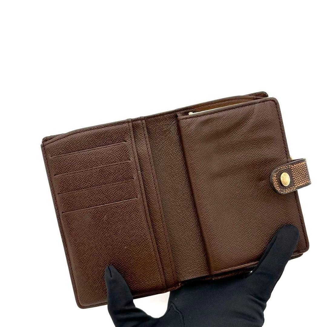 ぎ*ん様 ルイヴィトン 折財布 がま口財布 ダミエ エベヌ ヴィエノワ ブラウン