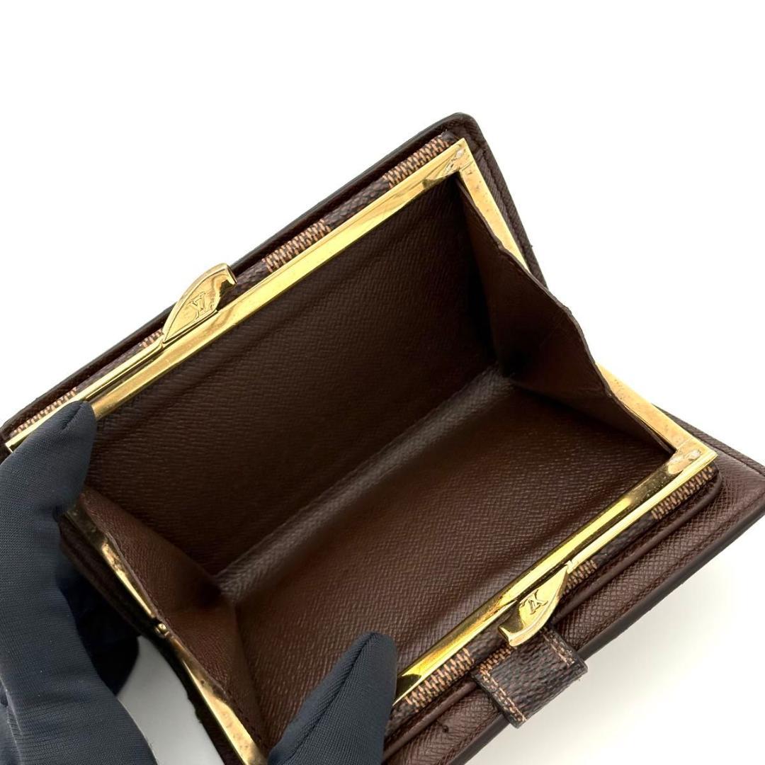 ぎ*ん様 ルイヴィトン 折財布 がま口財布 ダミエ エベヌ ヴィエノワ ブラウン