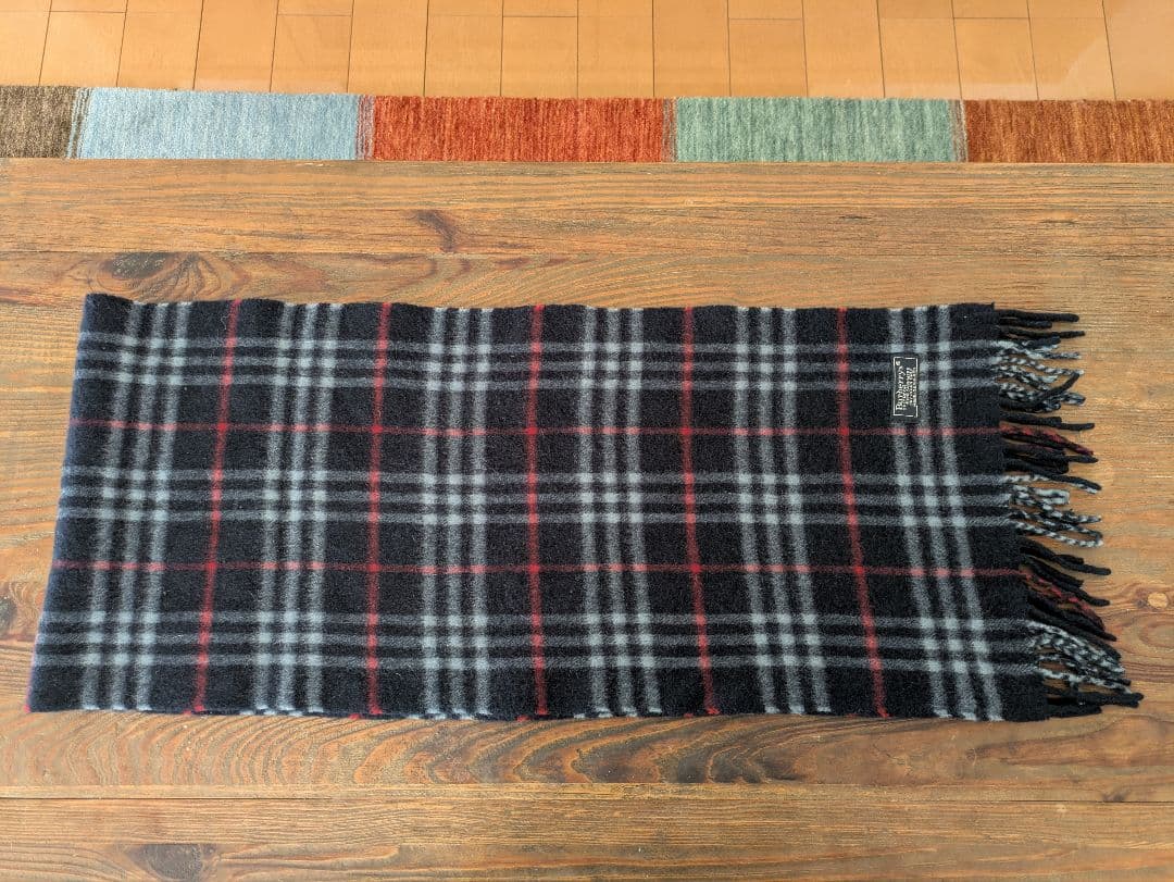 Burberrys カシミアマフラー MADE IN ENGLAND　ネイビー