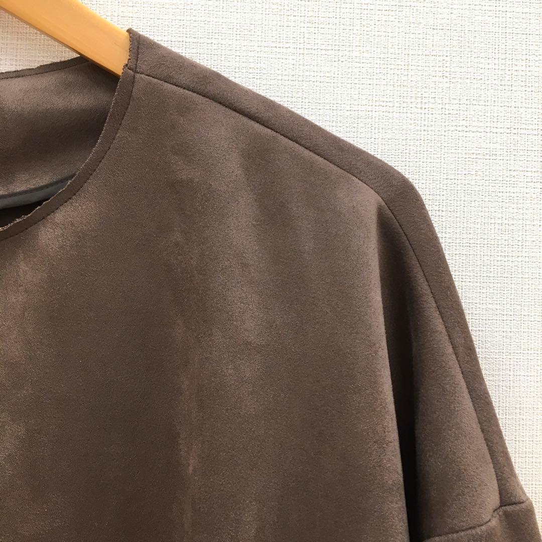 Elura エルーラ フェイクレザー コート モカグレー M