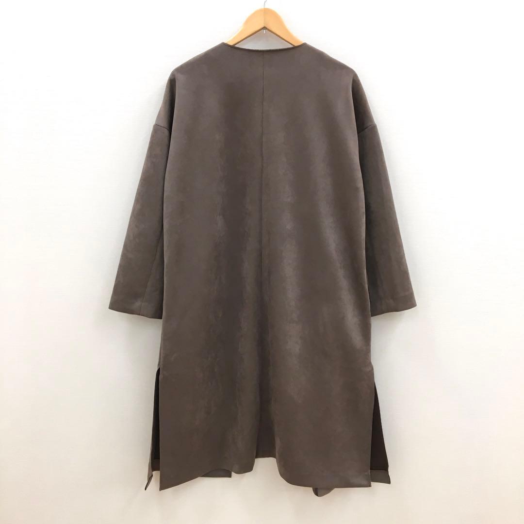 Elura エルーラ フェイクレザー コート モカグレー M