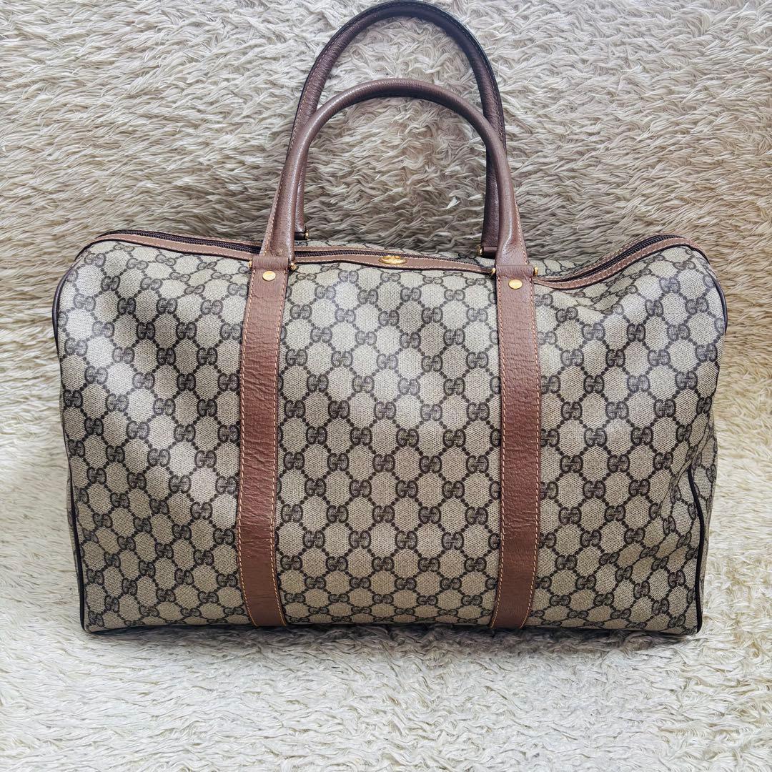 希少サイズ　オールドグッチ ボストンバッグ　GGスプリーム　グッチ　ゴールド金具