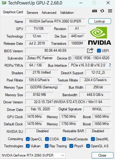 グラフィックボード・グラボ・ビデオカード NVIDIA GeForce RTX 2060 SUPER