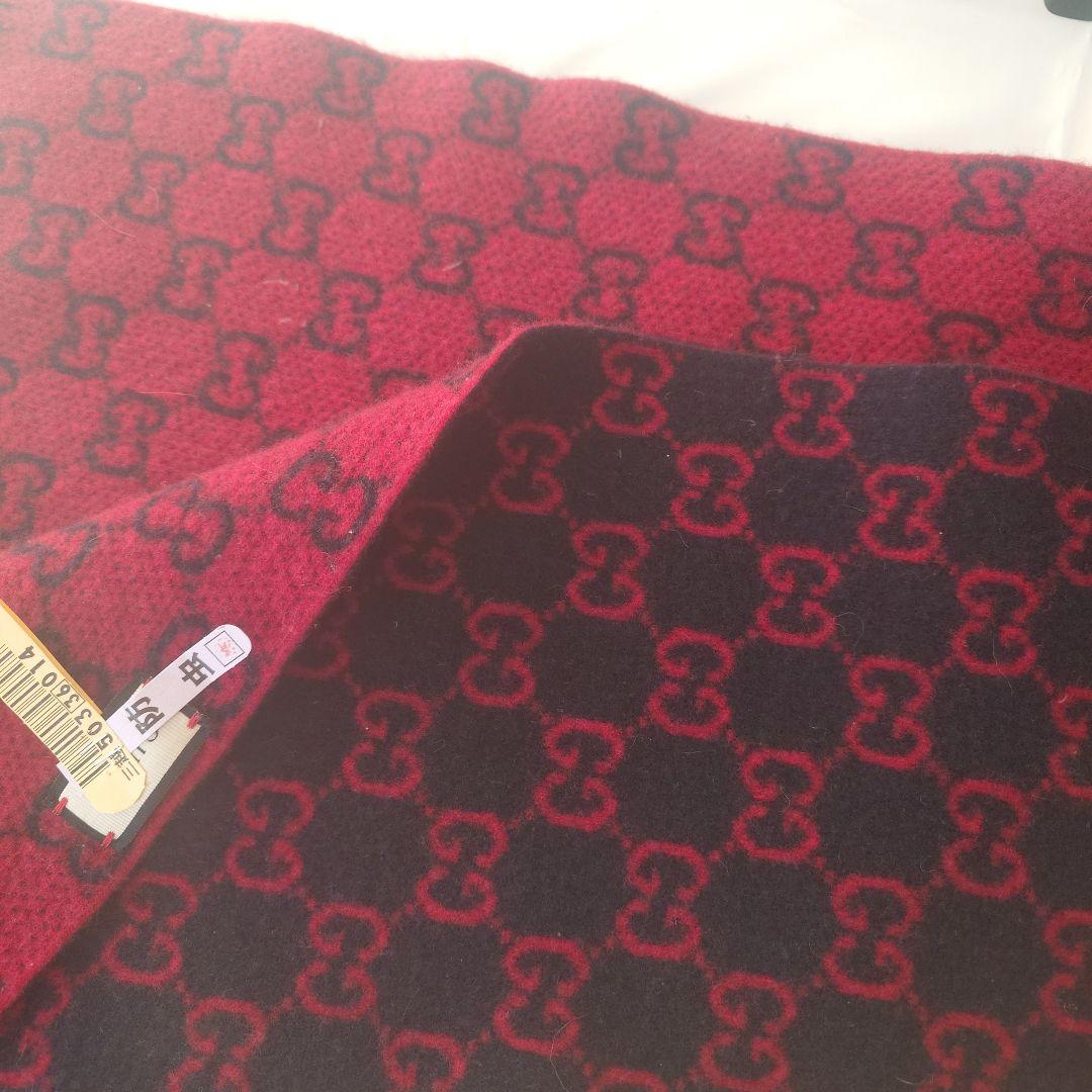 GGロゴ 赤黒 マフラー 約90cm フリンジ付き