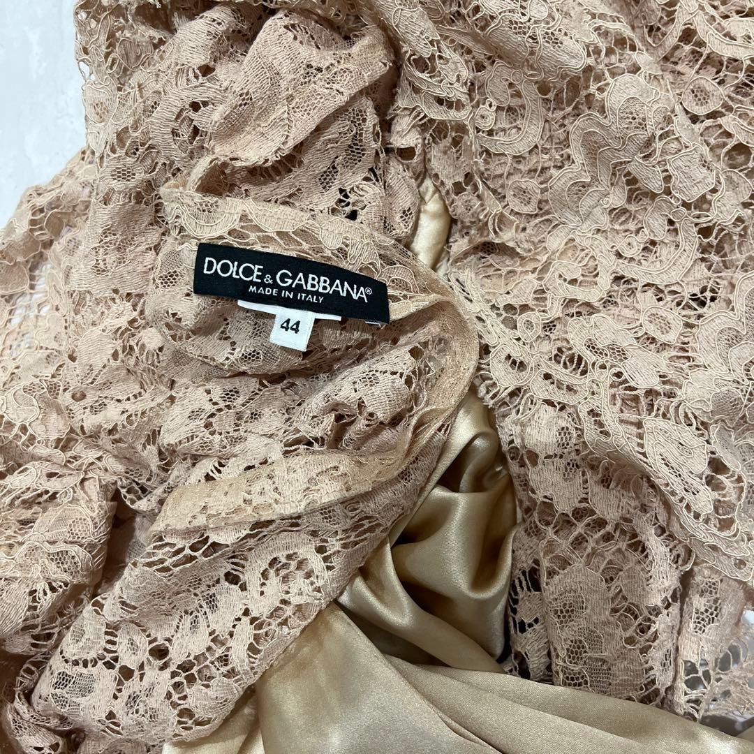 Mimi さん専用　ドルガバ　44 ベージュ フラワーレース 長袖 ワンピース