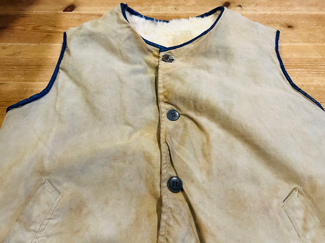 ベスト 古着 60s ヴィンテージ 軍物 ミリタリー 羊 ファー ジレ 希少