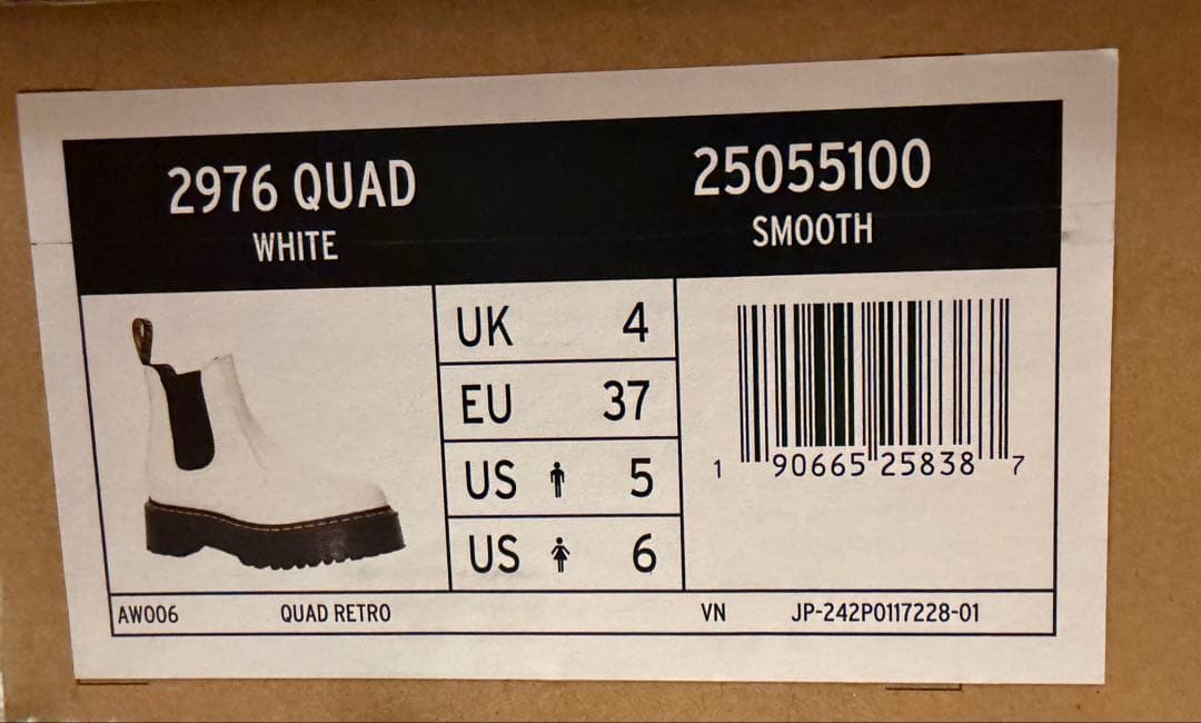 Dr. Martens ホワイト サイドゴアブーツ　23cm